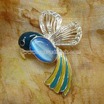 Bird Brooch with Cat Eye Stone