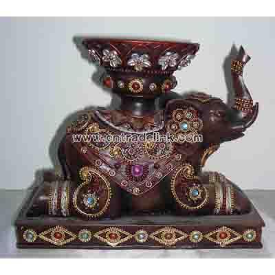 Polyresin Elephant Candle Holder