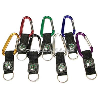 Carabiner with compass and nylon strap