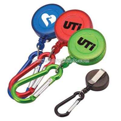 Retractable translucent badge holder with metal carabiner