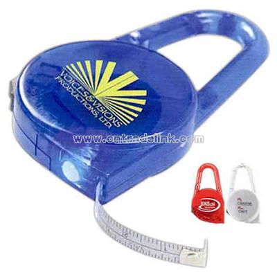 Metal tape measure with carabiner clip