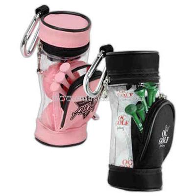 Mini golf bag kit with carabiner