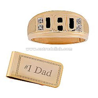 Diamond "Dad" Ring and Money Clip Set