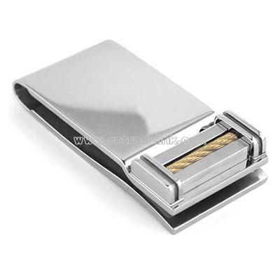 TITANIUM & 14K GOLD CABLE EM CABLE MONEY CLIP