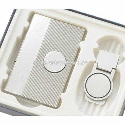 Silver Money Clip & Business Card Case Set