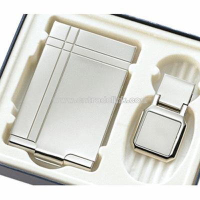 Silver Money Clip & Business Card Case Set