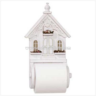 Distressed White Wood Tissue Holder