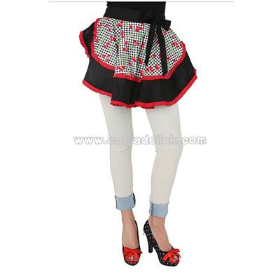 Black And Red Cherry Half Apron