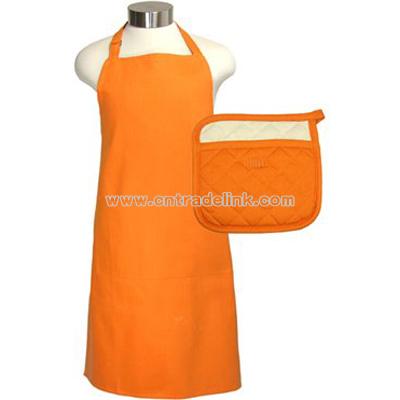 Orange Apron and Potholder Set