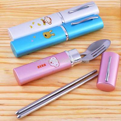 Travel Pen style tableware kit Chopsticks Fork Spoon