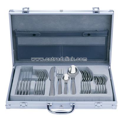 24pcs Stainless Steel Cutlery Set with Alu Case