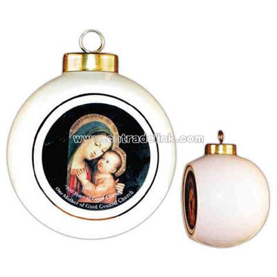 White porcelain 2 1/2" dia. Christmas ball ornament.