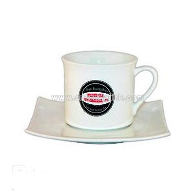 White porcelain 9 oz. cup & square saucer