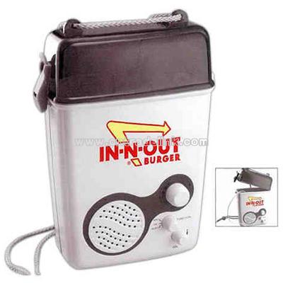 Shower radio with line-in for MP3 player and waterproof storage compartment