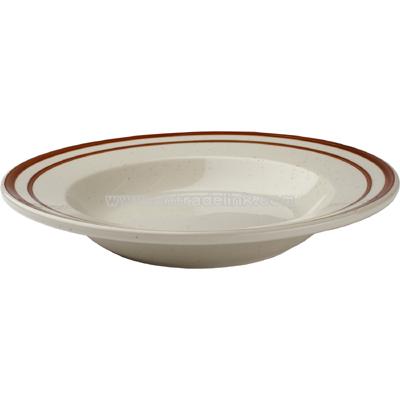 Brown speckled 9" rim soup bowl