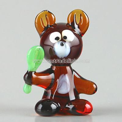 Teddy Bear Glass Figurine