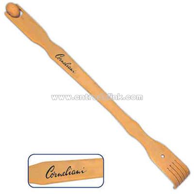 Wood backscratcher with roller