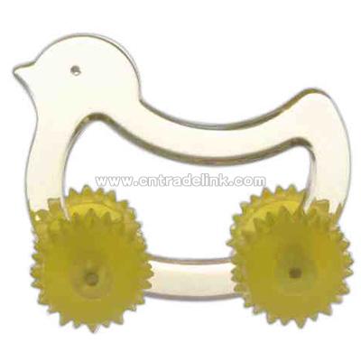 Translucent yellow chick shaped massager