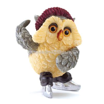 Ice Skating Owl Figurine