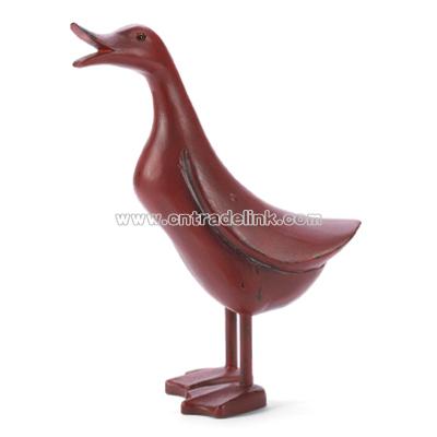 Carved Wooden Burgundy Duck