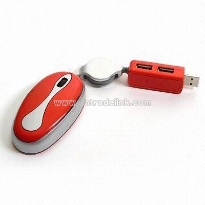 3D Mini Optical Mouse with USB Hub