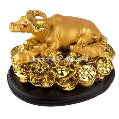 Gold Ox Statue w Gold Ingots