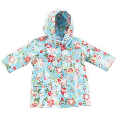 Girls Raincoat: Blue Floral LINED