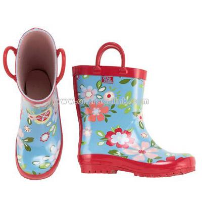 Girls Rainboots: Blue Floral