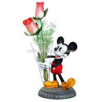 Mickey Mouse Polyresin Glass Vase with Stand