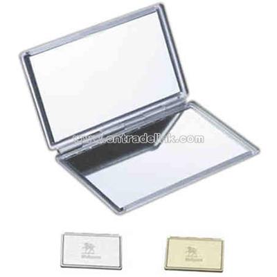 Brushed metal compact mirror