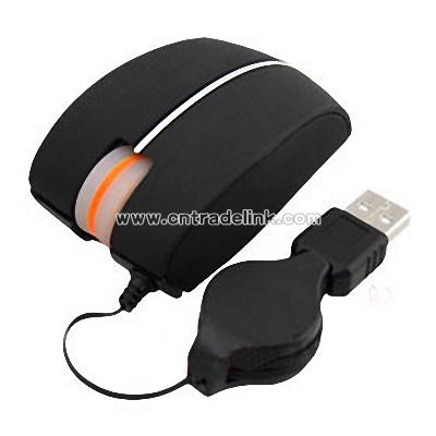 Mini USB Optical Mouse Retractable Cable