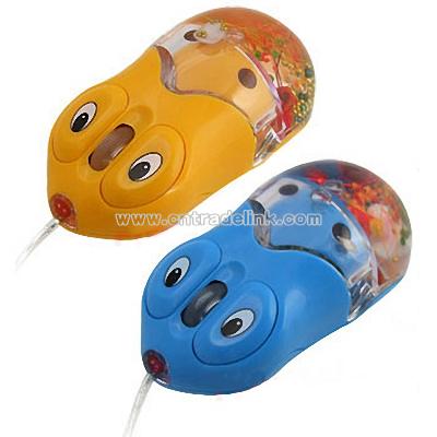 Lovely Blue USB Optical Wheel Mouse for PC w/ Mini Aquarium