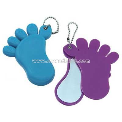 Cosmetic mirror in foot shape