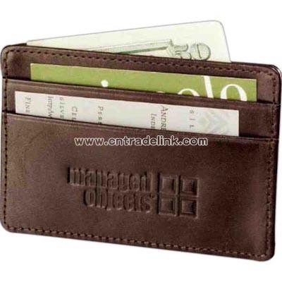 Genuine top grain leather business card wallet