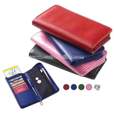 Colored leather passport wallet