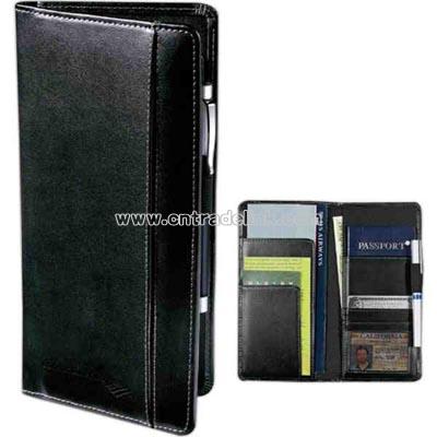 Black premier leather travel wallet