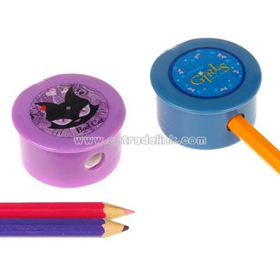 Plastic pencil sharpener with single holes