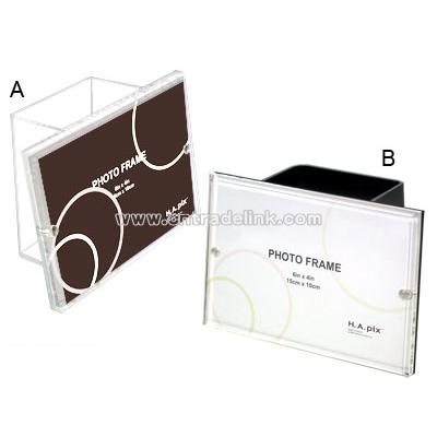 Acrylic Pen Holder with Photo Frame