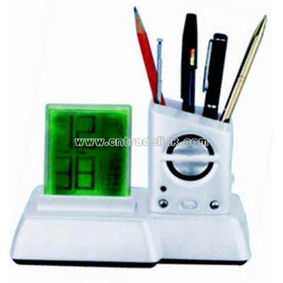 Clock Pen Holder With FM Radio