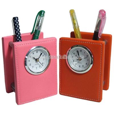 Pen Holder with Clock