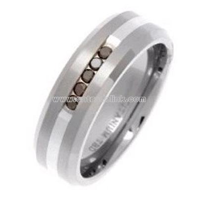 7mm Titanium Flat Shape Metal Brushed Ring