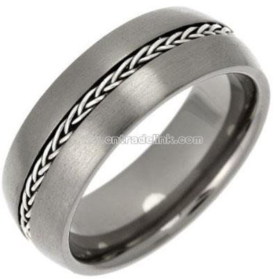 8mm Court Shape Titanium Brushed Metal Ring