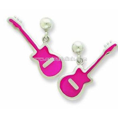 Sterling Silver Guitar Resin Earrings