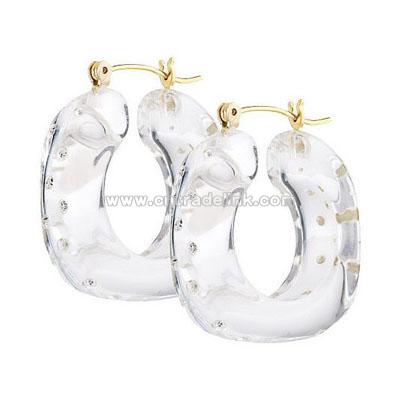 Crystal Studded Resin Hoop Earrings