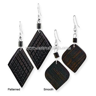 Mozambique Diamond-Shaped Wood Earrings