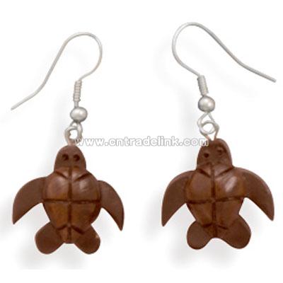 Wood Turtle Fashion Earrings