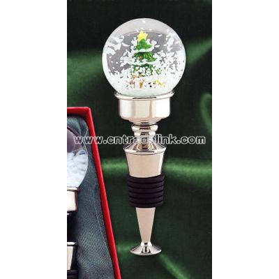 Christmas Tree Snowglobe Bottle Stopper