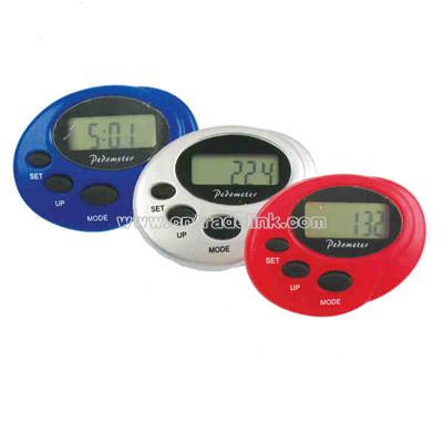 Mini oval pedometer with clock