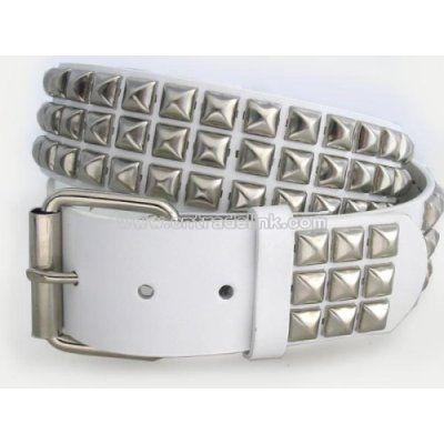 Star Metal Silver Studded Black Leather Belts