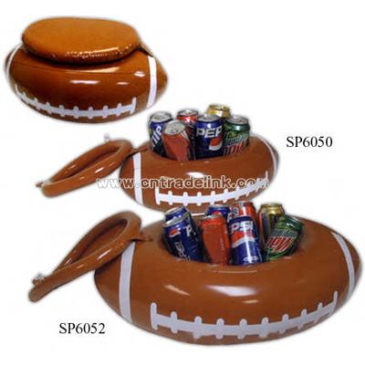 Inflatable football shaped can cooler